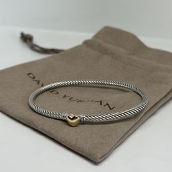 David Yurman 3mm Gold Heart Station Bracelet