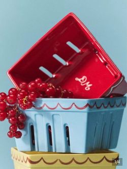 Three Damson Madder Anthropologie ceramic fruit baskets - New!