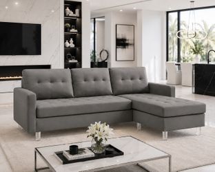 GREY SECTIONAL W/ ACRYLIC FEET 🤩🛋️