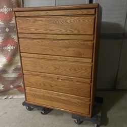 Oak 5 Drawer Dresser  