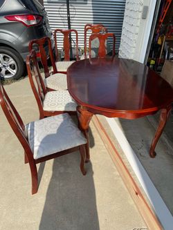 Cherry Wood Dining Table with 7 Chairs