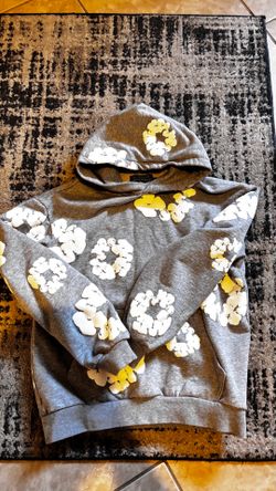 Grey Denim Tear Hoodie Size S
