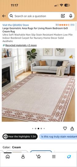QDUIDU Geometric Area Rug 6x9 Cream