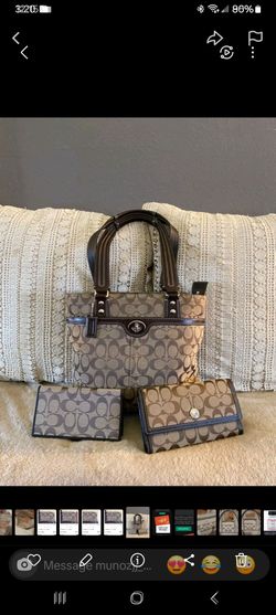 Coach Hampton sig jacquard Canvas leather purse with wallet and checkbook cover