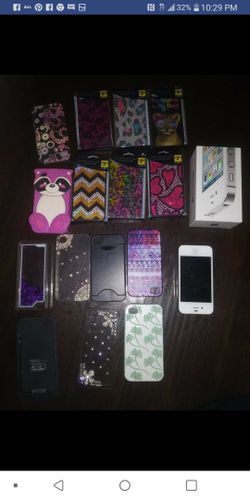 Iphone 4s with lots cases