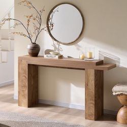 OKD 63 Inch Modern Entryway Console Table, Solid Geometry Accent Sofa Table Behind The Couch, Narrow Console Table for Entryway, Hallway, Living Room,