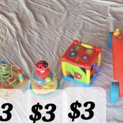 Baby toys, some with music and sound