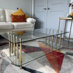 Coffee Accent Table - Glass/Metal Rectangular 