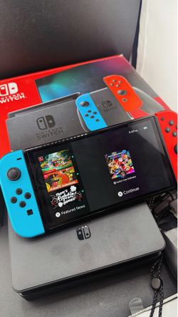 Nintendo Switch Console Bundle – Neon Blue & Red Joy-Cons – Like New