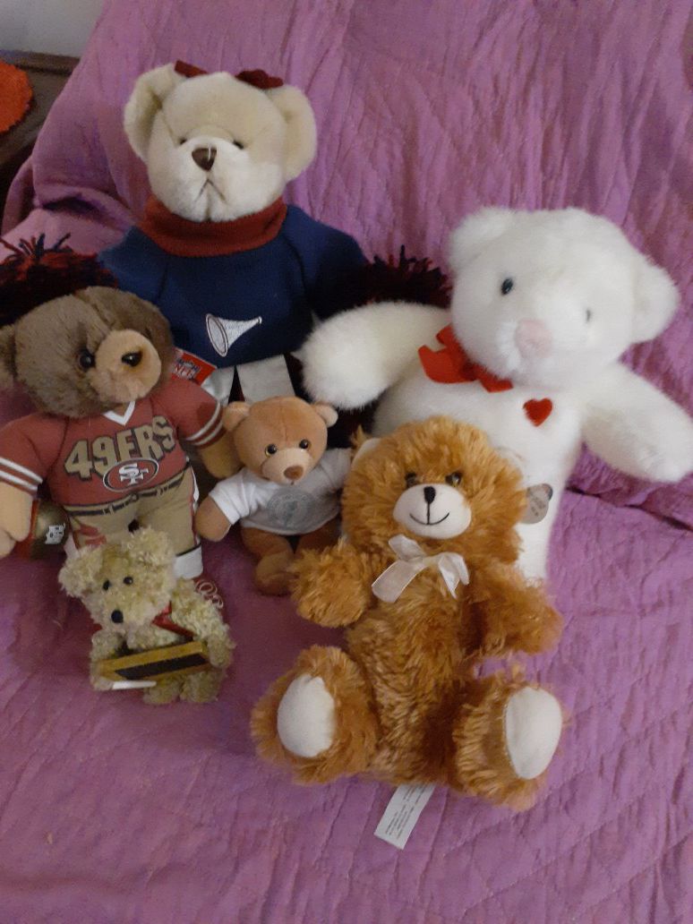 Variety of 6 Plush Teddy Bears