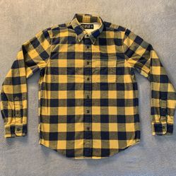 Abercrombie And Fitch Size Medium Flannel Blue And Yellow Tartan Plaid Soft 🫎