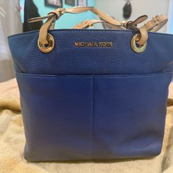 Michael Kors Blue Leather Tote Bag