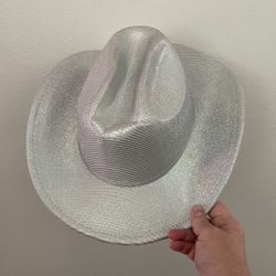 Silver colored glitter Cowboy hat