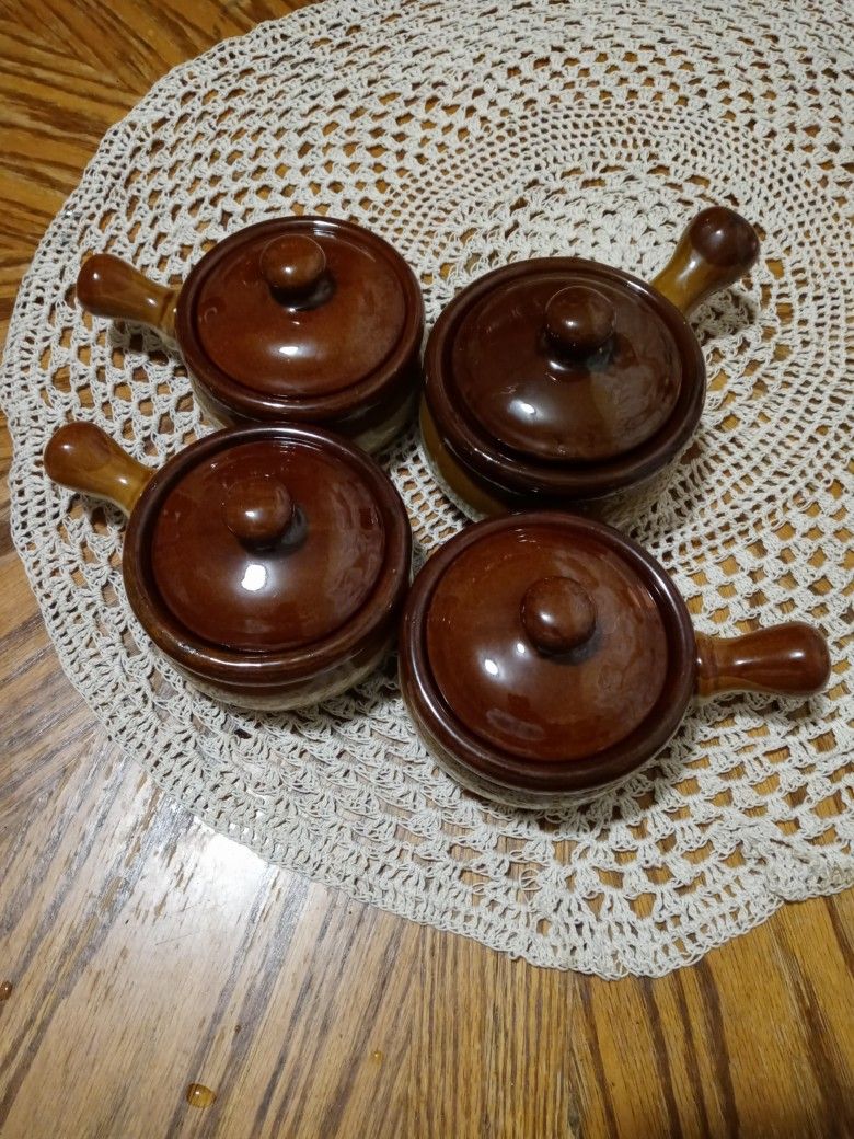 French Onion Soup Crock Bowls With Handle And Lid