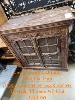 Cabinet Rustic Wood & IronWe are located at 2811 East Bell road. Another Time Around Furniture.