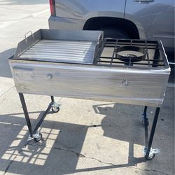 Carrito para tacos con plancha y hornilla