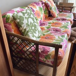 Vintage Rattan-Style LoveSeat