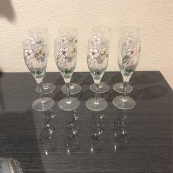 Lot Of 8 Perrier Jouet Vintage Champagne Flutes France