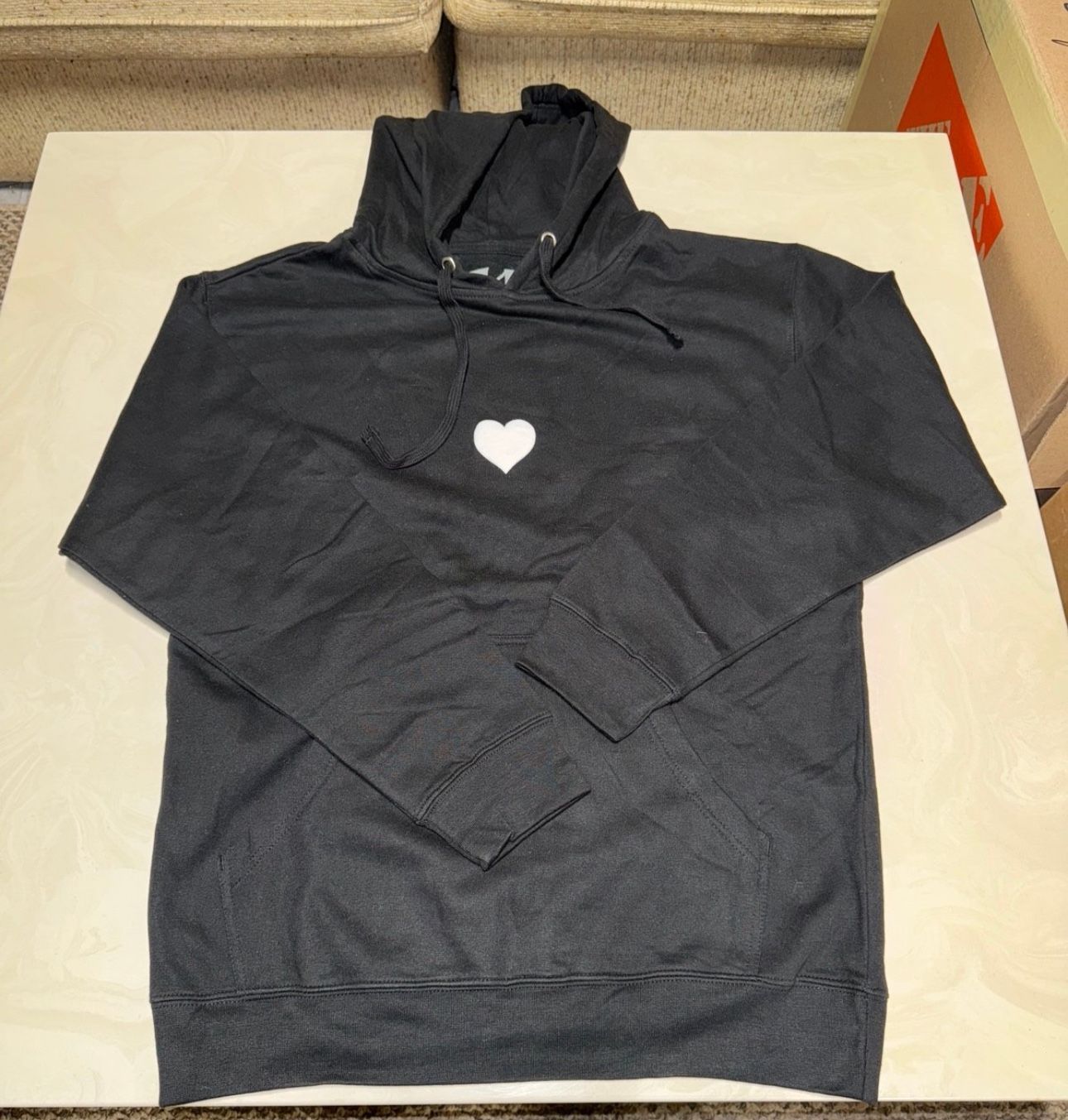 1400 Black white heart Hoodies unworn size medium