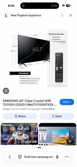 60” Samsung Smart Tv