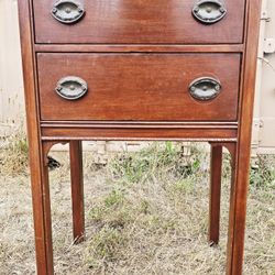 ***Vintage Wooden Sewing Cabinet (2-Drawers) w/Rotating Thread Storage (18"x12"x28")***