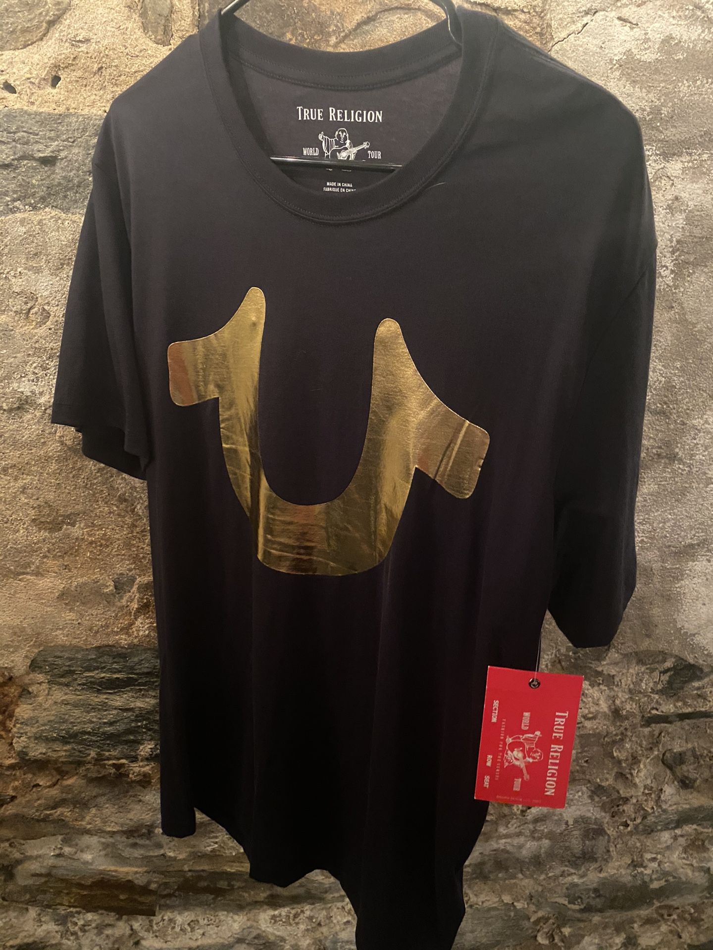 True religion black & gold horseshoe shirt