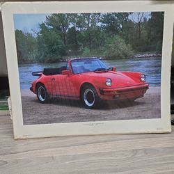 Porsche 911 Carrera Cabriolet Vintage Poster