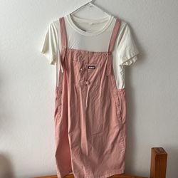 Pink Corduroy Overall Dress w/ T-shirt