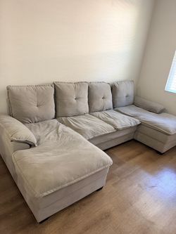 Light Gray U-Shaped Sectional Sofa