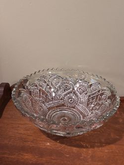 Heavy large vintage glass bowl