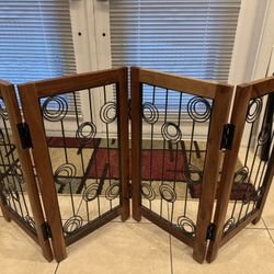 Fold Up Wood and Metal Pet Gate 4 Panel 