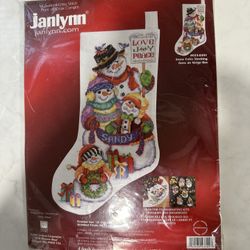 Janlynn 14 Count Snow Folks Stocking Counted Cross Stitch Kit