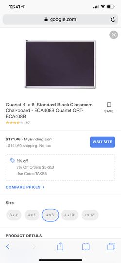 Quartet 4’ x 8’ Standard Black Classroom Chalkboard