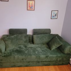 Convertible Corduroy Sofa Bed – Green – Like New Mint