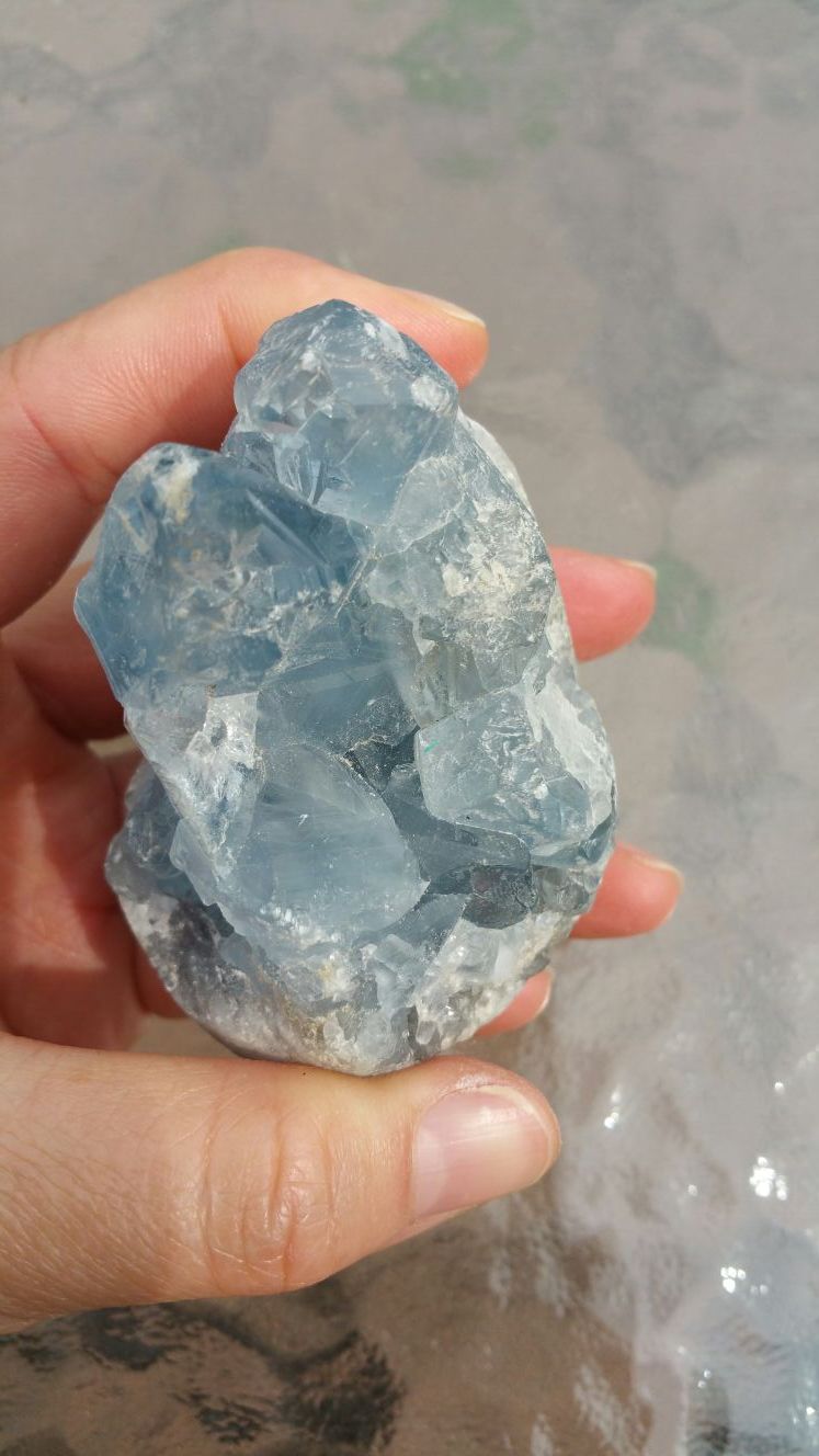 Blue celestite geode
