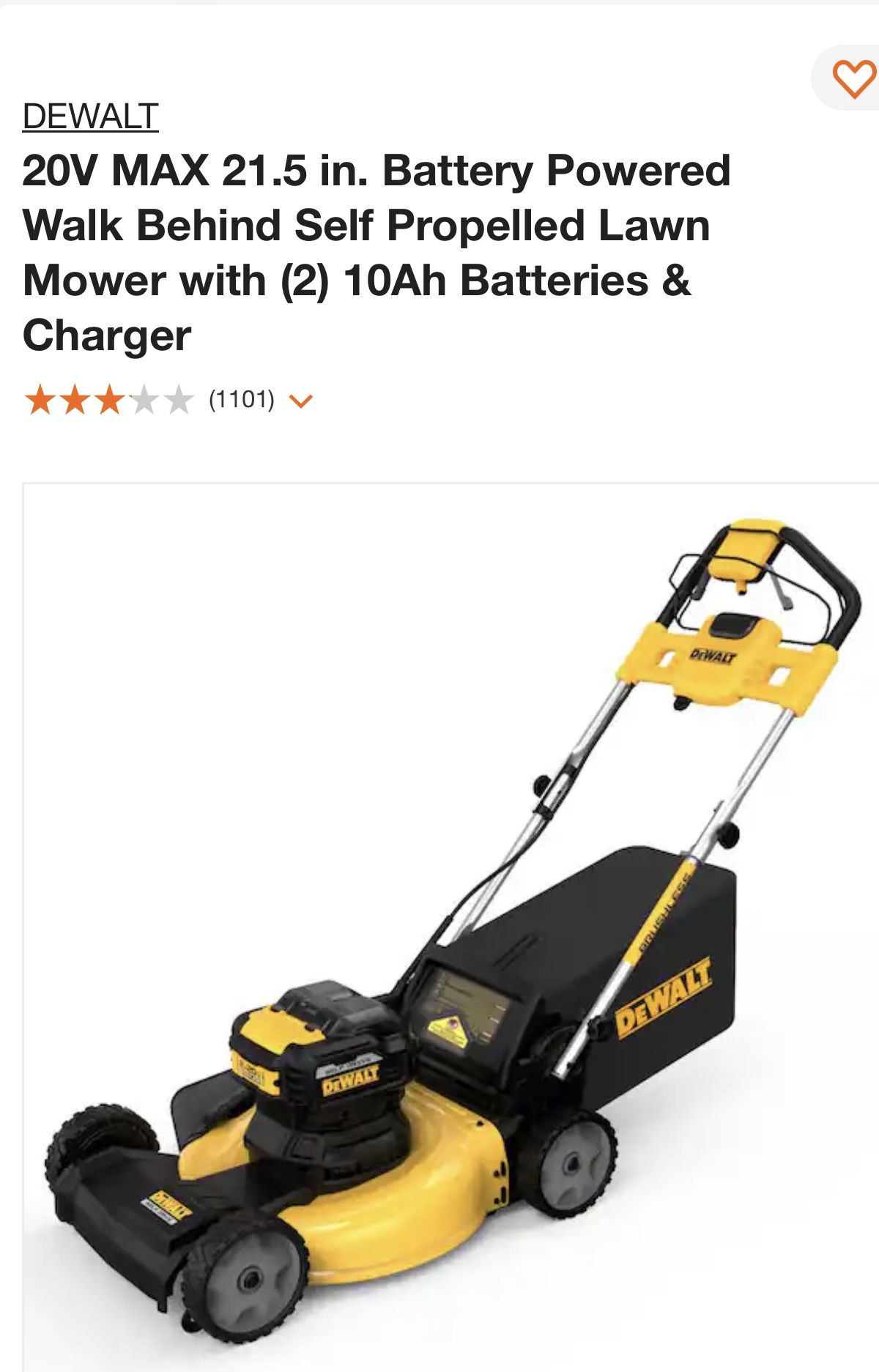 Dewalt Lawn mower Battery Powered Self propelled