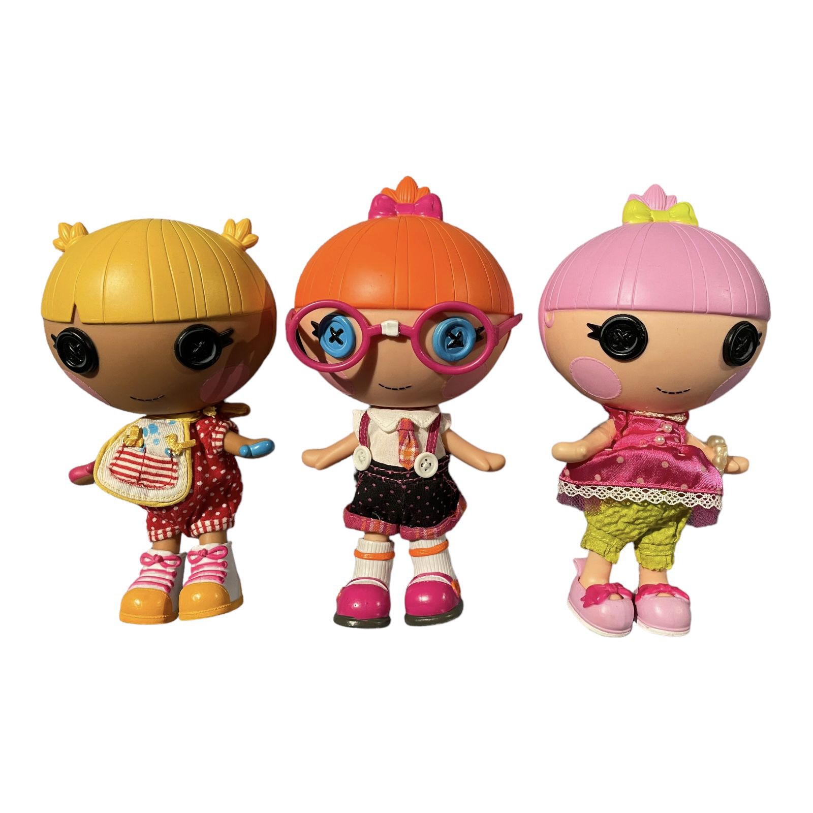 3 Lalaloopsy Little Dolls Scribbles Splash, Specs Reads A Lot, Trinket Sparkles