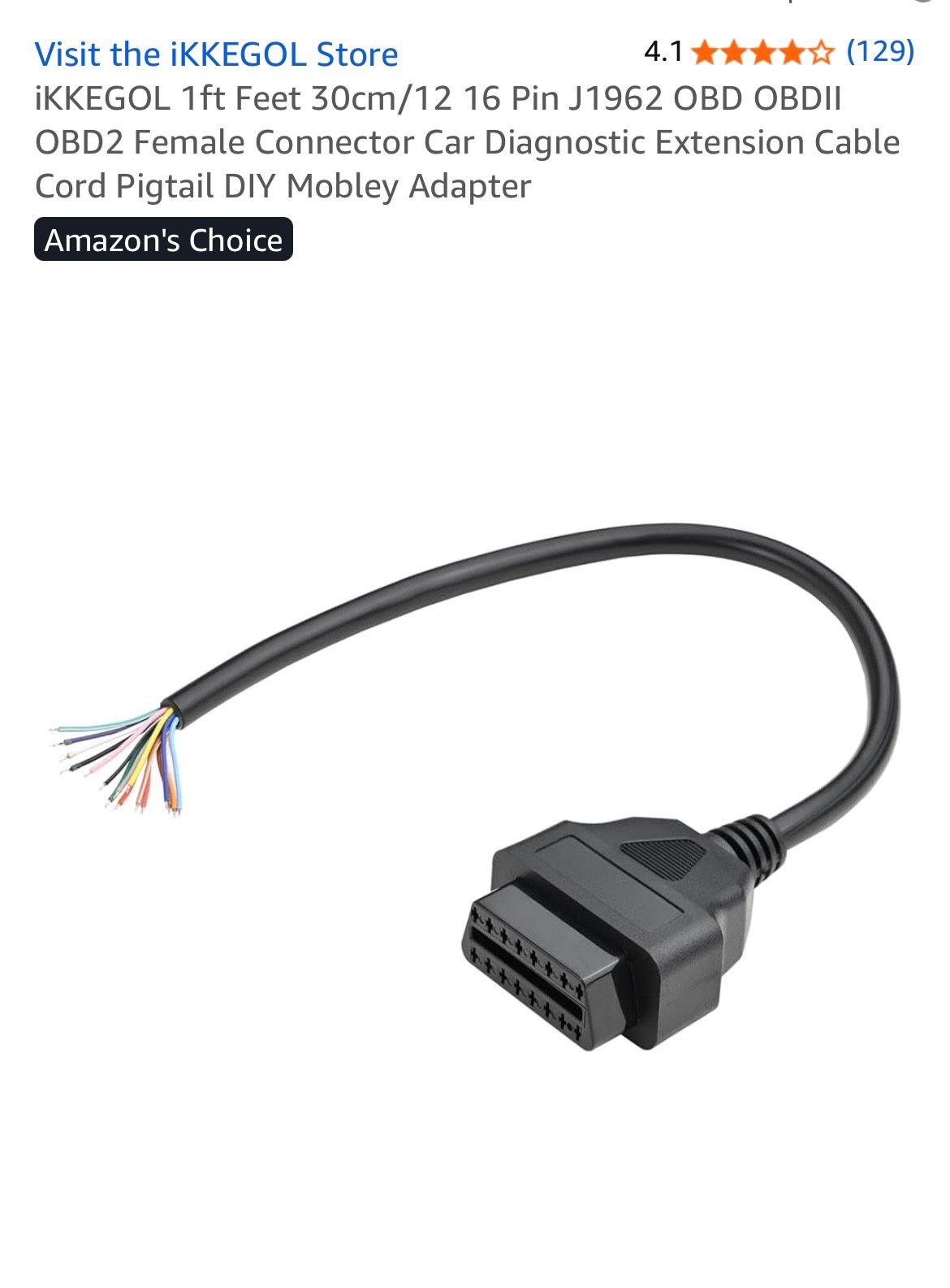 iKKEGOL Female Connector Car Diag. Extension Pigtail DIY Mobley Adapter Lot of 21 NEW  $80.   (21 avail)