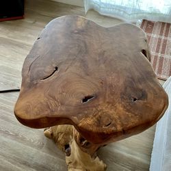LIVE WOOD CARVED STOOLS (2)