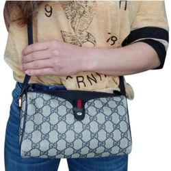 Authentic Vintage Gucci GG Monogram Supreme Sherry Web Ophidia Crossbody Bag