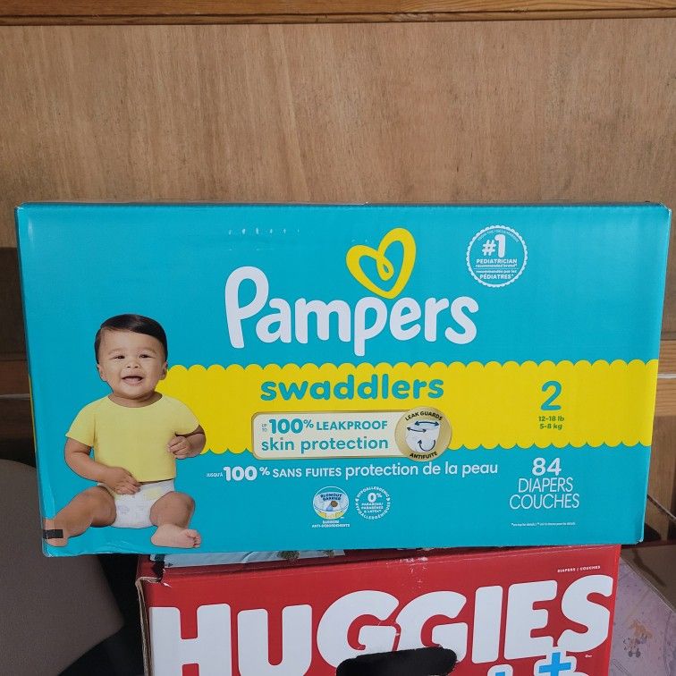 Pampers Swaddlers Size 2- 84 count -NEW
12-18 lbs (5-8 kg)