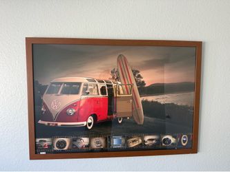 VW bus framed wall art.