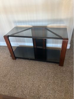 Wood & Glass TV Stand Media Console Table