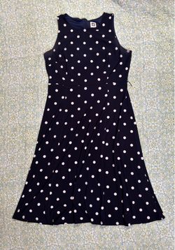 Anne Klein Navy Polka Dot Sleeveless Dress