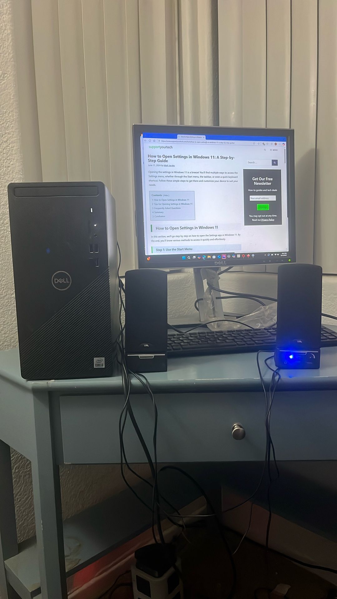 Computer Monitor Speakers Cables And Wireless Mouse