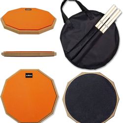 HAIRIESIS Drum Practice Pad, 12-Inch Practice Pad, Double-Sided Silent Drum Pad and Sticks, Drum Pad Carrying Bag