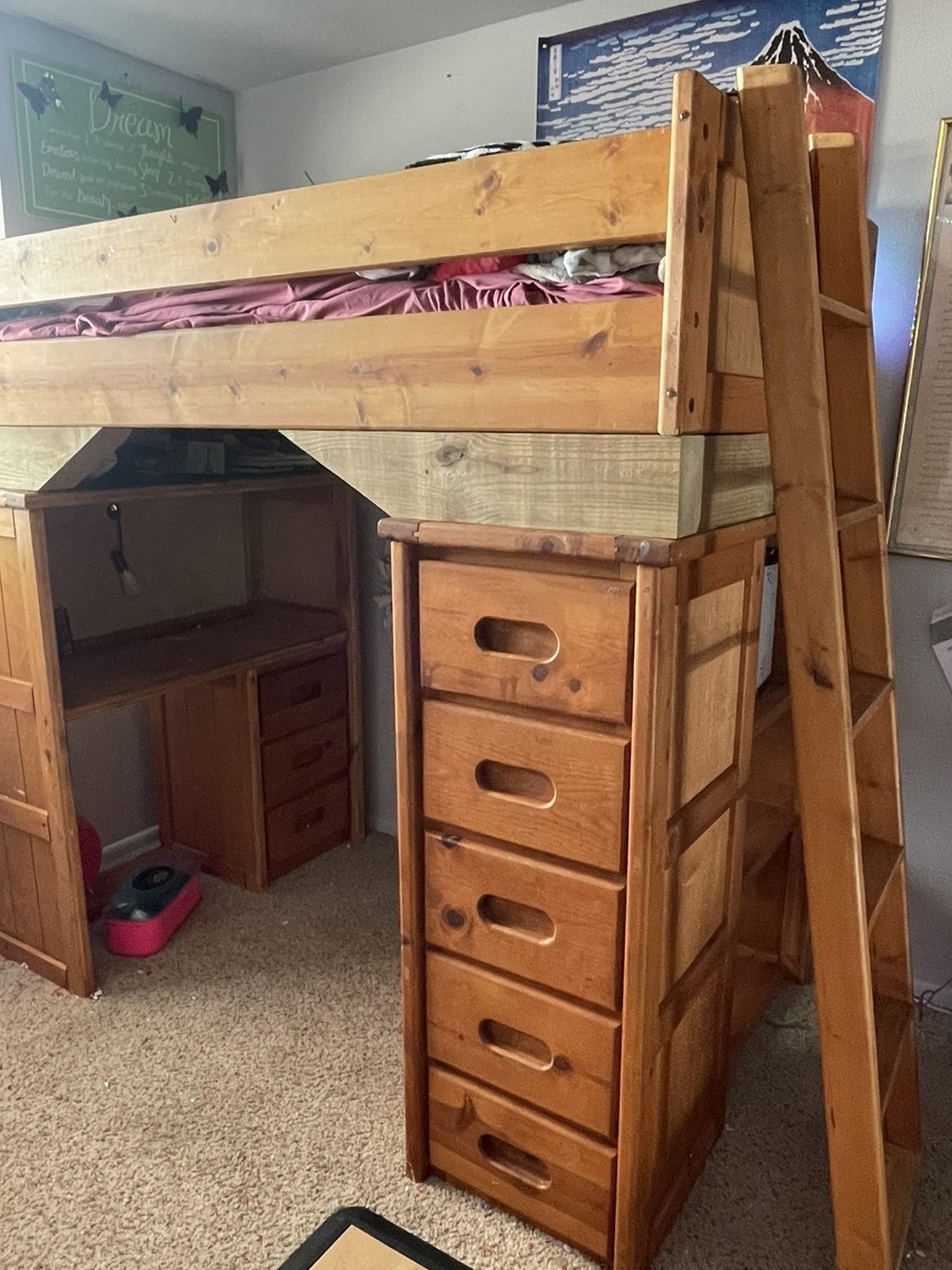 Wood Bunk Bed With Drawers And Desk