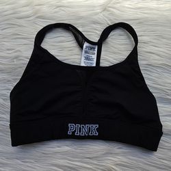 Victoria's Secret PINK Black Mesh Racerback Sports Bra Size Medium