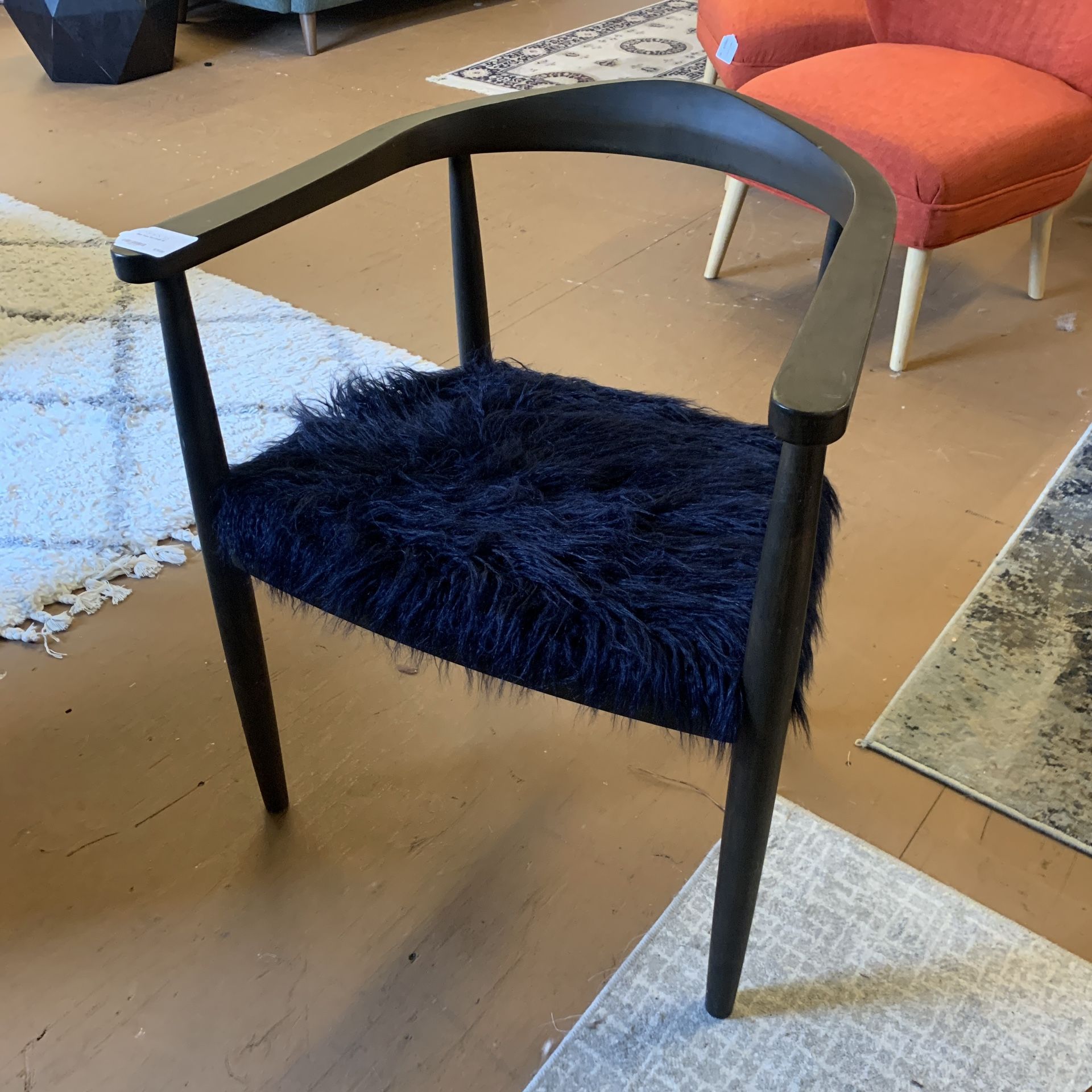 Blue Faux Fur Chair