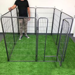 (NEW) $115 Heavy Duty 48” Tall x 32” Wide x 8-Panel Pet Playpen Dog Crate Kennel Exercise Cage Fence 